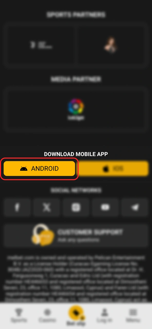 Begin the Melbet app setup by downloading the official APK file from the site.