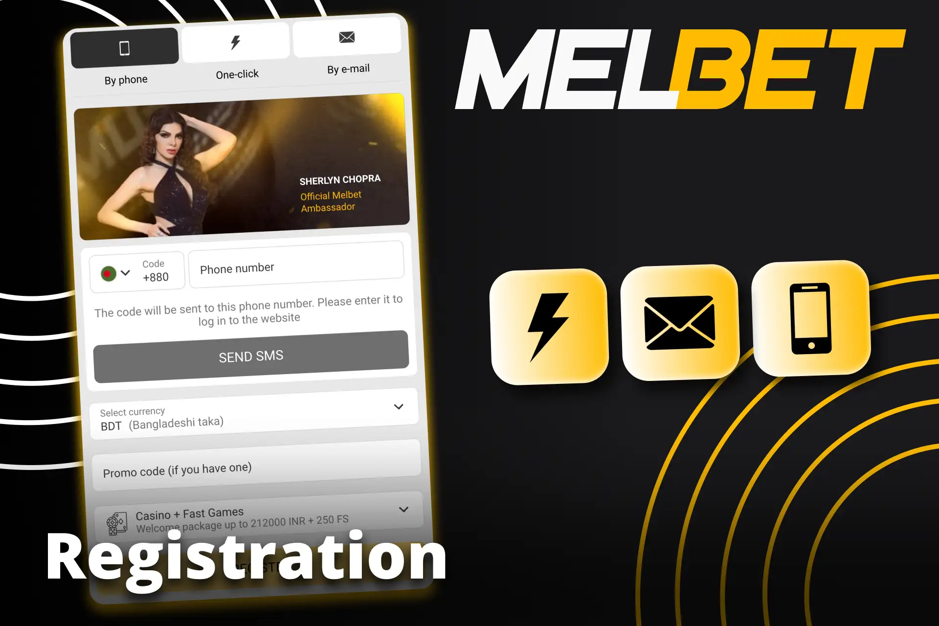 You can register an account via the Melbet app.